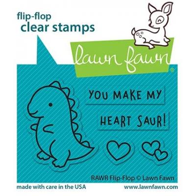 Lawn Fawn Clear Stamps - RAWR Flip-Flop